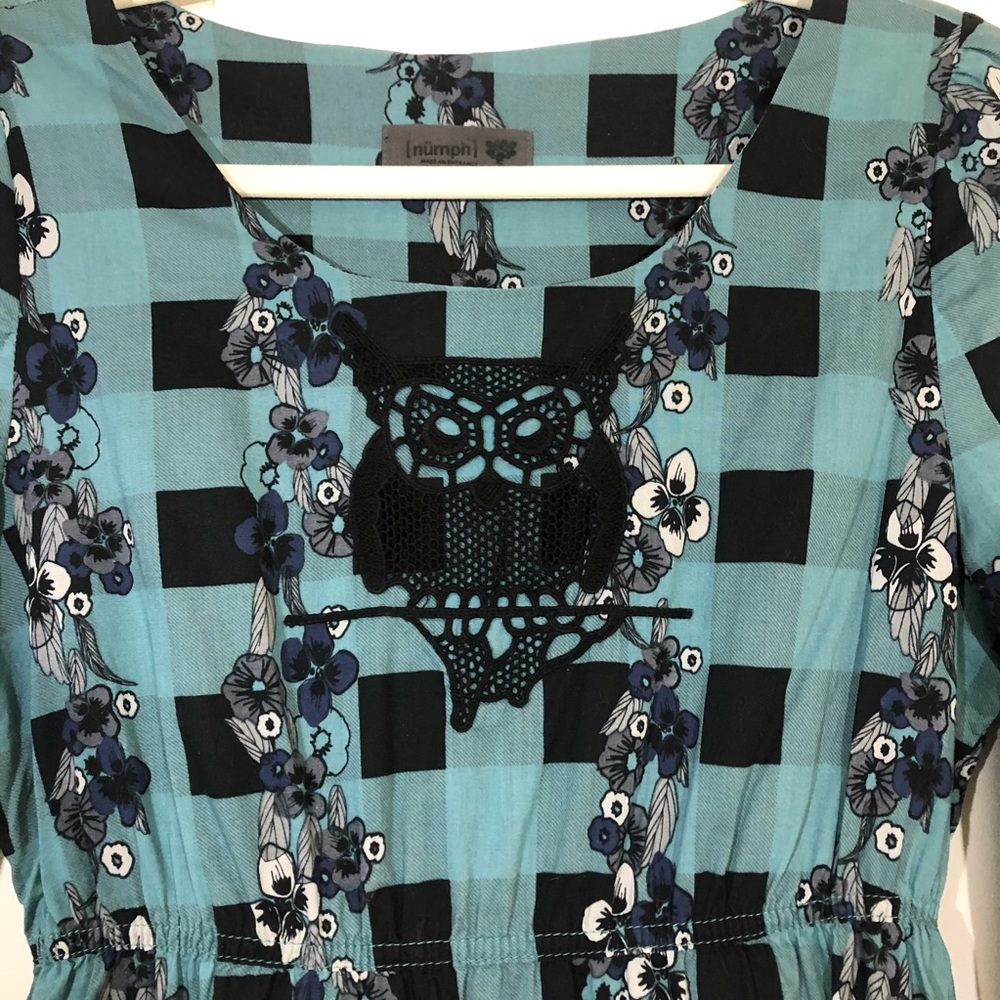 Numph Make An Entrance | Plaid Embroidered Dress - Picture 2 of 5